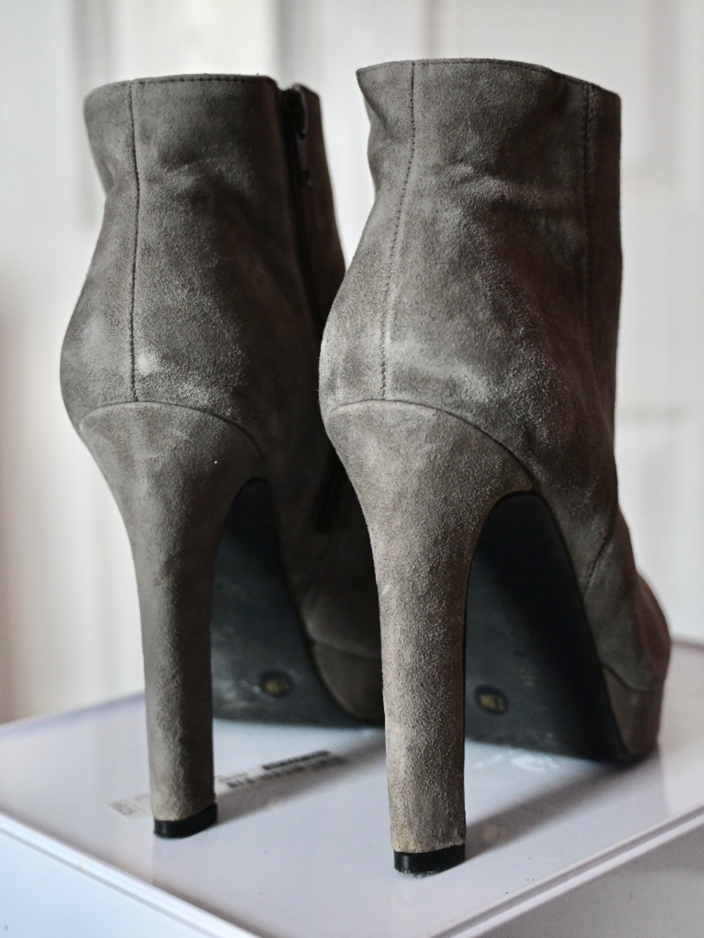 Gianni Bini Suede Gray Platform Ankle Booties